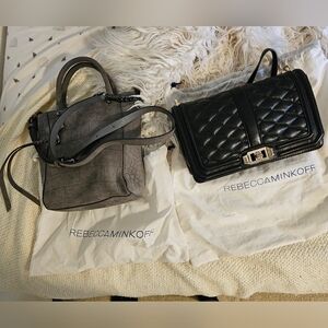 TWO Rebecca Minkoff Black and Gray Quilted Leather Bags